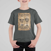 Black History Civil Rights Mugshots T Shirt For Kid Malcolm X MLK John Lewis Huey P Newton