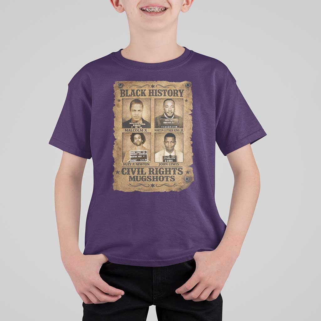 Black History Civil Rights Mugshots T Shirt For Kid Malcolm X MLK John Lewis Huey P Newton