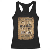 Black History Civil Rights Mugshots Racerback Tank Top Malcolm X MLK John Lewis Huey P Newton