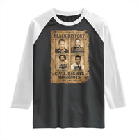 Black History Civil Rights Mugshots Raglan Shirt Malcolm X MLK John Lewis Huey P Newton