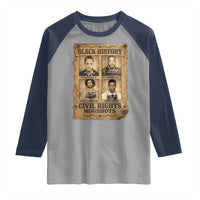 Black History Civil Rights Mugshots Raglan Shirt Malcolm X MLK John Lewis Huey P Newton