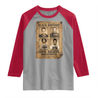 Black History Civil Rights Mugshots Raglan Shirt Malcolm X MLK John Lewis Huey P Newton