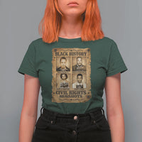 Black History Civil Rights Mugshots T Shirt For Women Malcolm X MLK John Lewis Huey P Newton