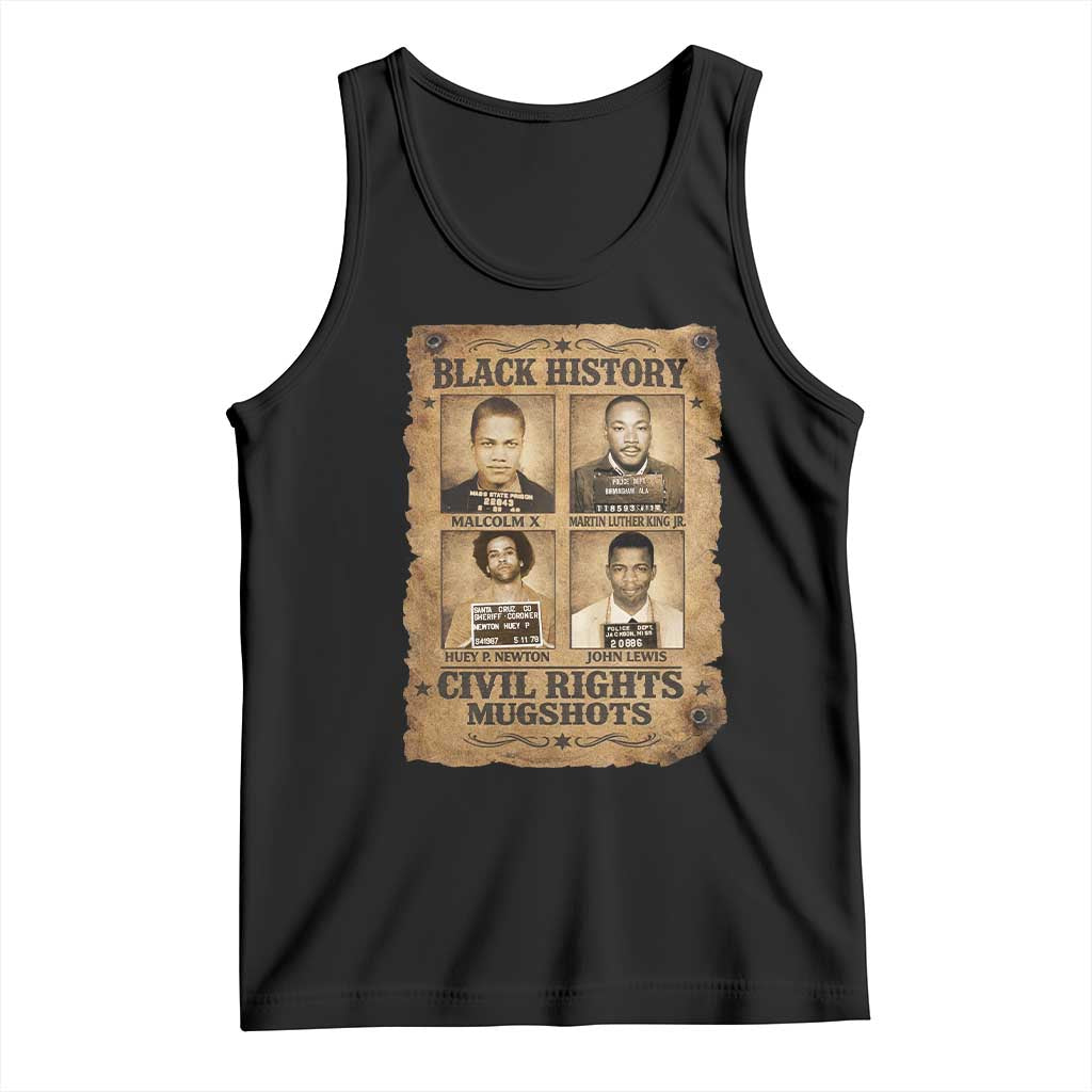 Black History Civil Rights Mugshots Tank Top Malcolm X MLK John Lewis Huey P Newton