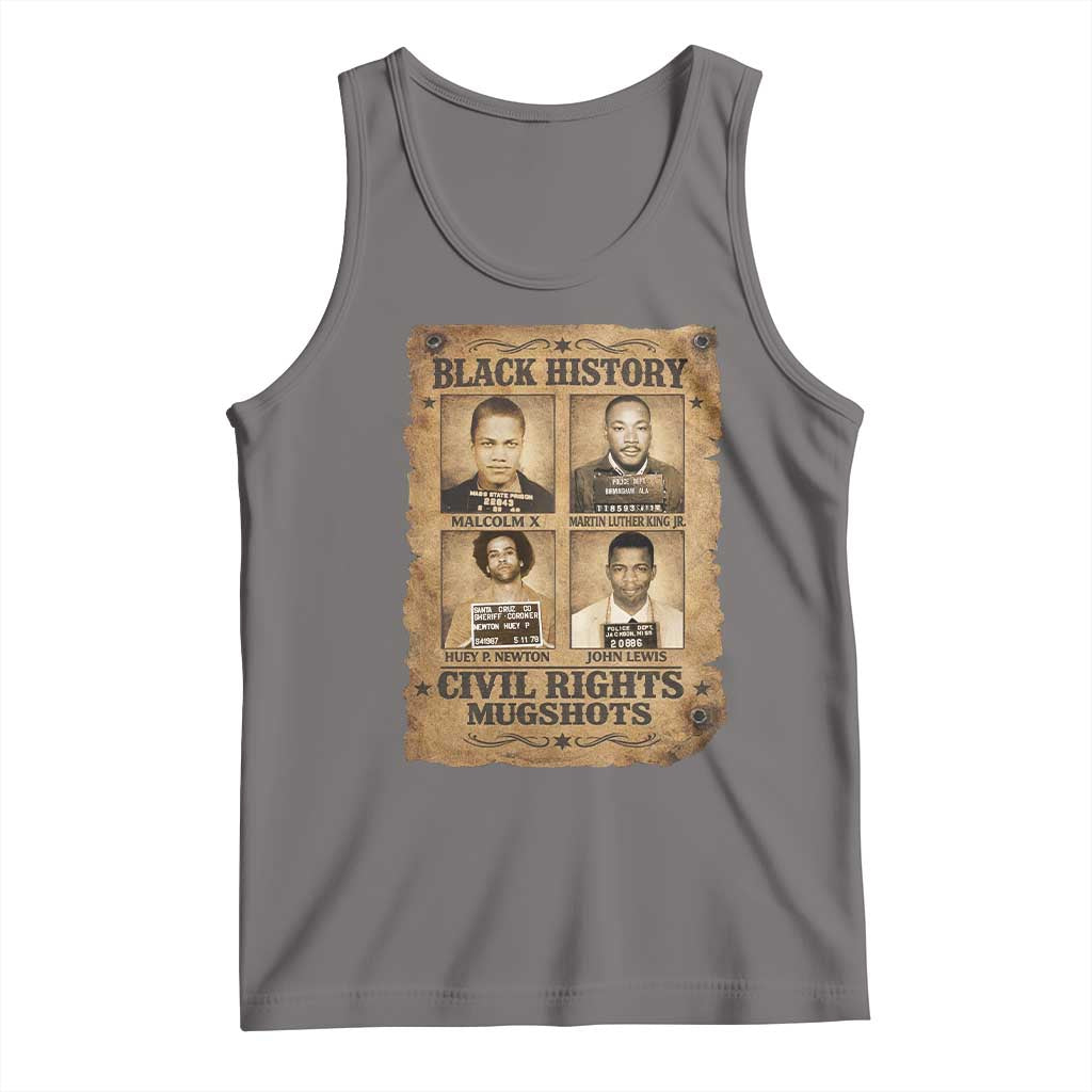 Black History Civil Rights Mugshots Tank Top Malcolm X MLK John Lewis Huey P Newton