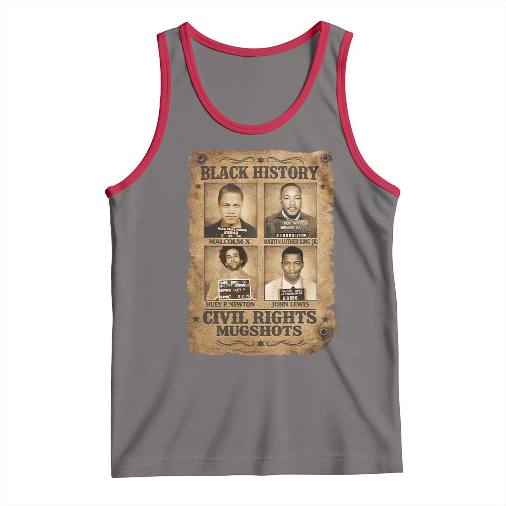 Black History Civil Rights Mugshots Tank Top Malcolm X MLK John Lewis Huey P Newton