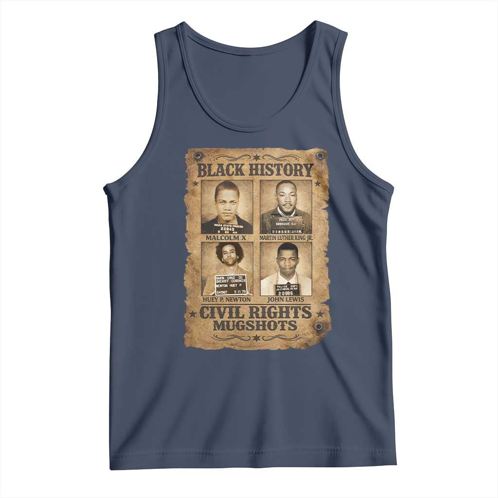 Black History Civil Rights Mugshots Tank Top Malcolm X MLK John Lewis Huey P Newton