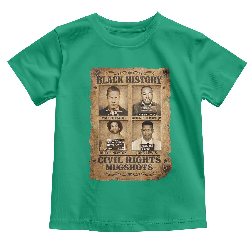 Black History Civil Rights Mugshots Toddler T Shirt Malcolm X MLK John Lewis Huey P Newton