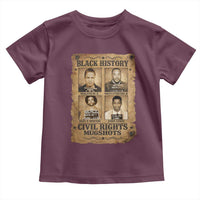 Black History Civil Rights Mugshots Toddler T Shirt Malcolm X MLK John Lewis Huey P Newton