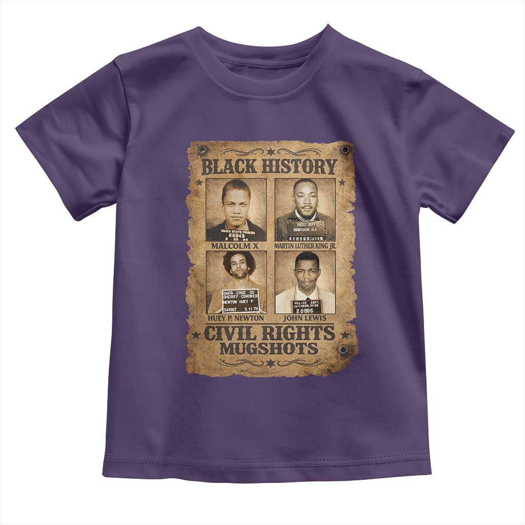 Black History Civil Rights Mugshots Toddler T Shirt Malcolm X MLK John Lewis Huey P Newton