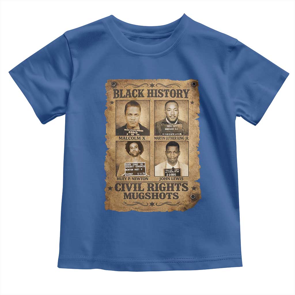 Black History Civil Rights Mugshots Toddler T Shirt Malcolm X MLK John Lewis Huey P Newton