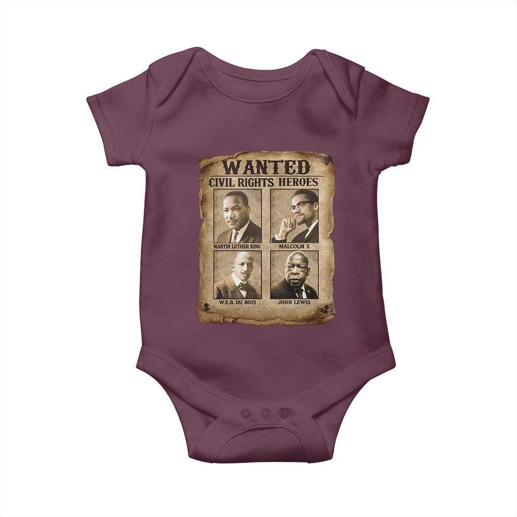 Black Leaders Baby Onesie Wanted Civil Rights Heroes MLK Malcolm X Web John Lewis