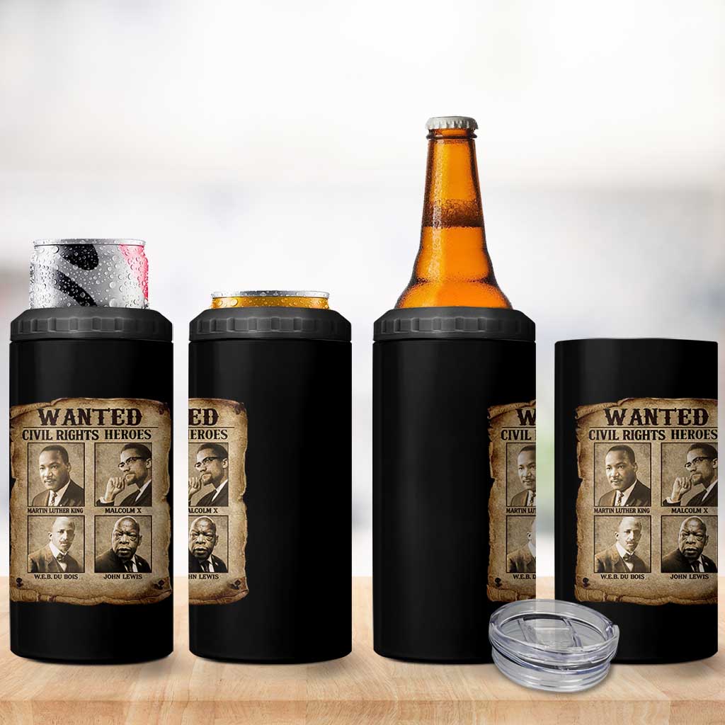 Black Leaders 4 in 1 Can Cooler Tumbler Wanted Civil Rights Heroes MLK Malcolm X Web John Lewis