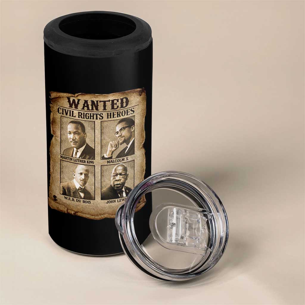 Black Leaders 4 in 1 Can Cooler Tumbler Wanted Civil Rights Heroes MLK Malcolm X Web John Lewis