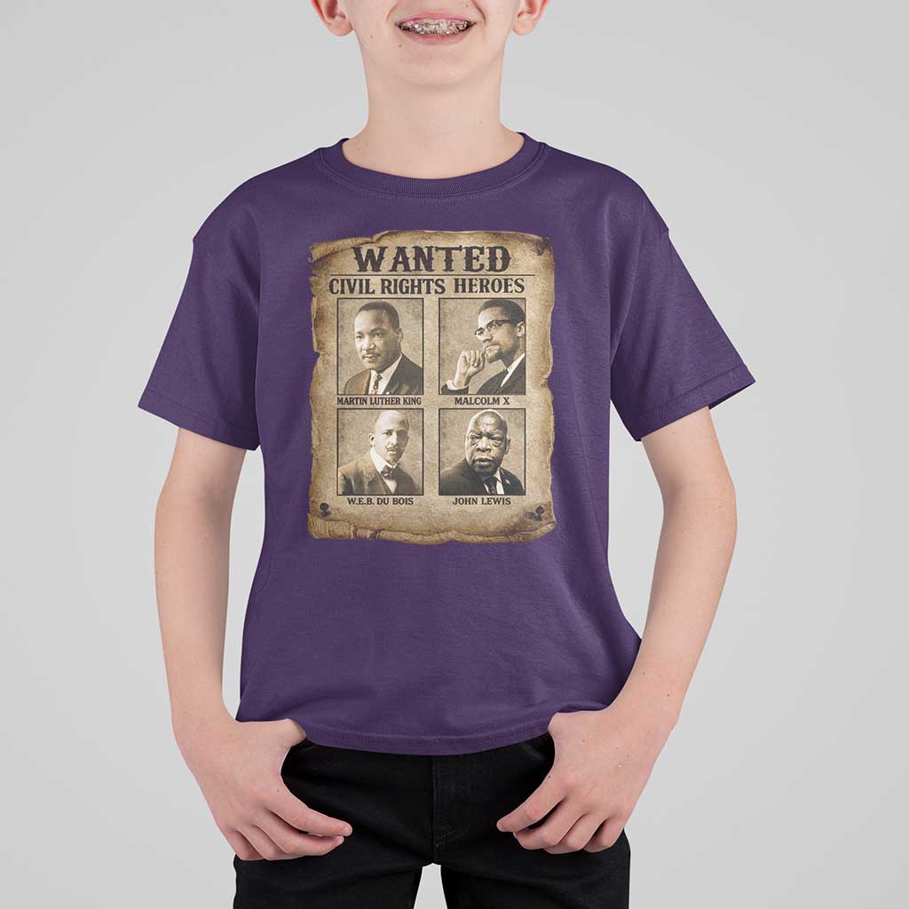 Black Leaders T Shirt For Kid Wanted Civil Rights Heroes MLK Malcolm X Web John Lewis