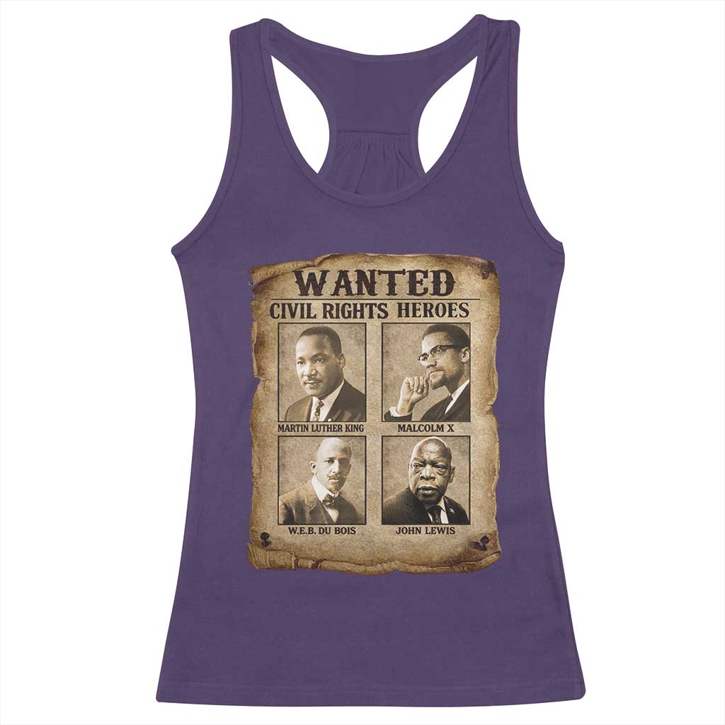 Black Leaders Racerback Tank Top Wanted Civil Rights Heroes MLK Malcolm X Web John Lewis