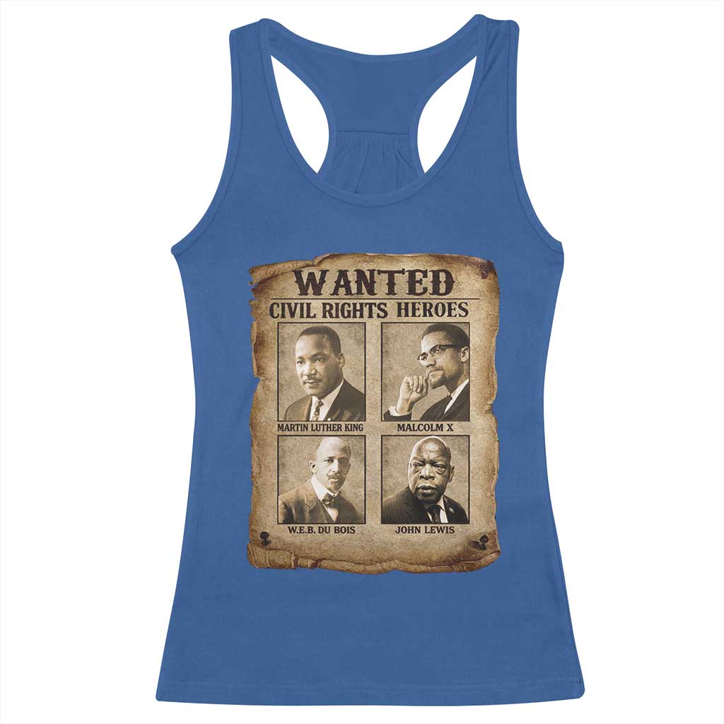 Black Leaders Racerback Tank Top Wanted Civil Rights Heroes MLK Malcolm X Web John Lewis