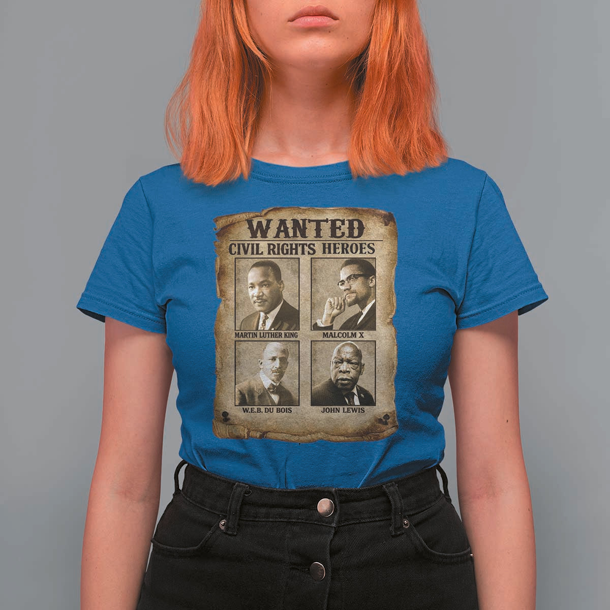 Black Leaders T Shirt For Women Wanted Civil Rights Heroes MLK Malcolm X Web John Lewis