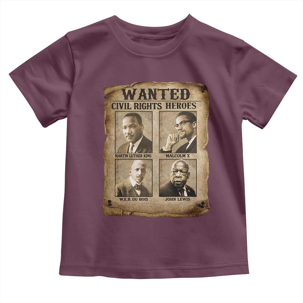 Black Leaders Toddler T Shirt Wanted Civil Rights Heroes MLK Malcolm X Web John Lewis