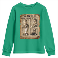 Black Leaders Youth Sweatshirt Wanted Civil Rights Heroes MLK Malcolm X Web John Lewis