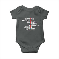 America Courage Freedom Diversity Rights Friendship Justice Baby Onesie