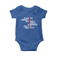 America Courage Freedom Diversity Rights Friendship Justice Baby Onesie