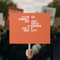 America Courage Freedom Diversity Rights Friendship Justice Protest Sign - Wonder Print Shop