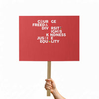 America Courage Freedom Diversity Rights Friendship Justice Protest Sign - Wonder Print Shop