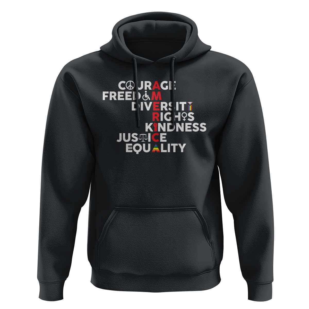 America Courage Freedom Diversity Rights Friendship Justice Hoodie