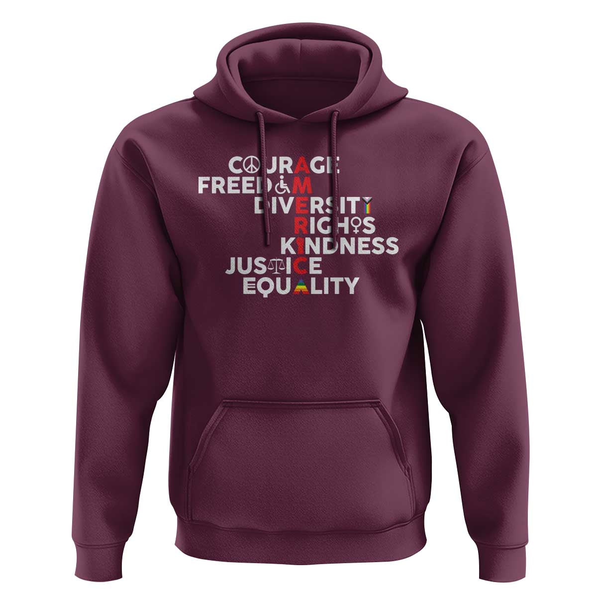 America Courage Freedom Diversity Rights Friendship Justice Hoodie
