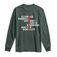 America Courage Freedom Diversity Rights Friendship Justice Long Sleeve Shirt
