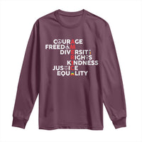America Courage Freedom Diversity Rights Friendship Justice Long Sleeve Shirt