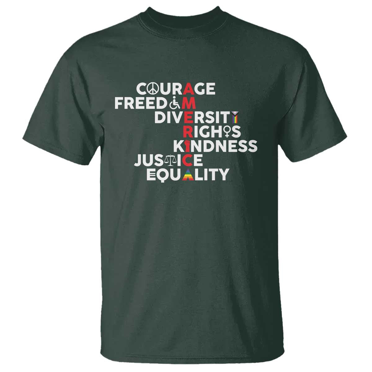 America Courage Freedom Diversity Rights Friendship Justice T Shirt