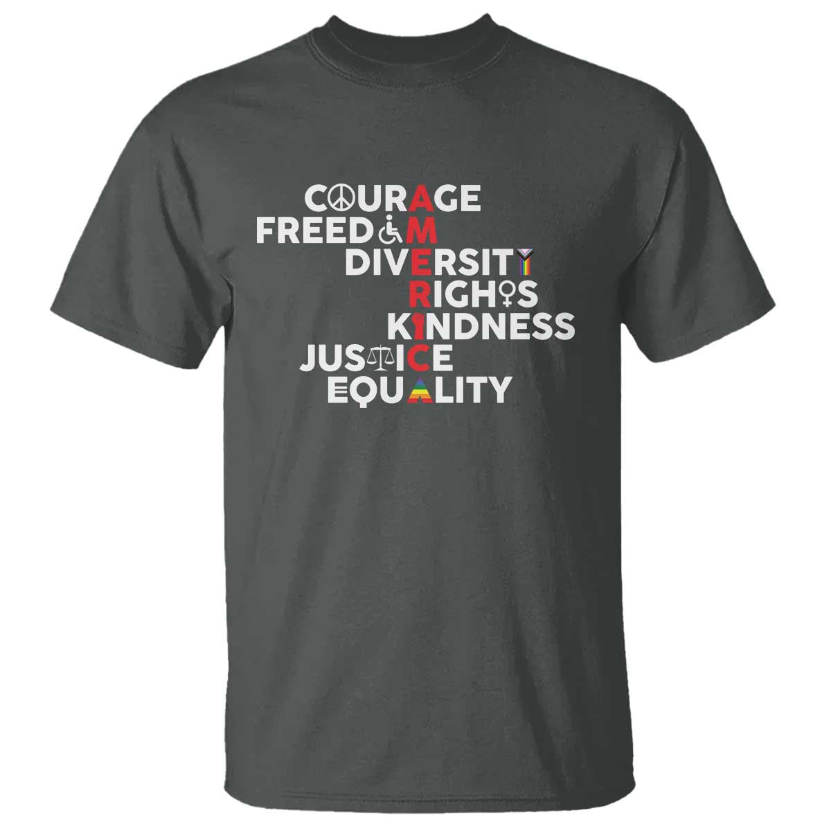 America Courage Freedom Diversity Rights Friendship Justice T Shirt