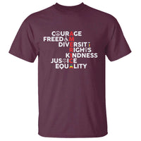 America Courage Freedom Diversity Rights Friendship Justice T Shirt