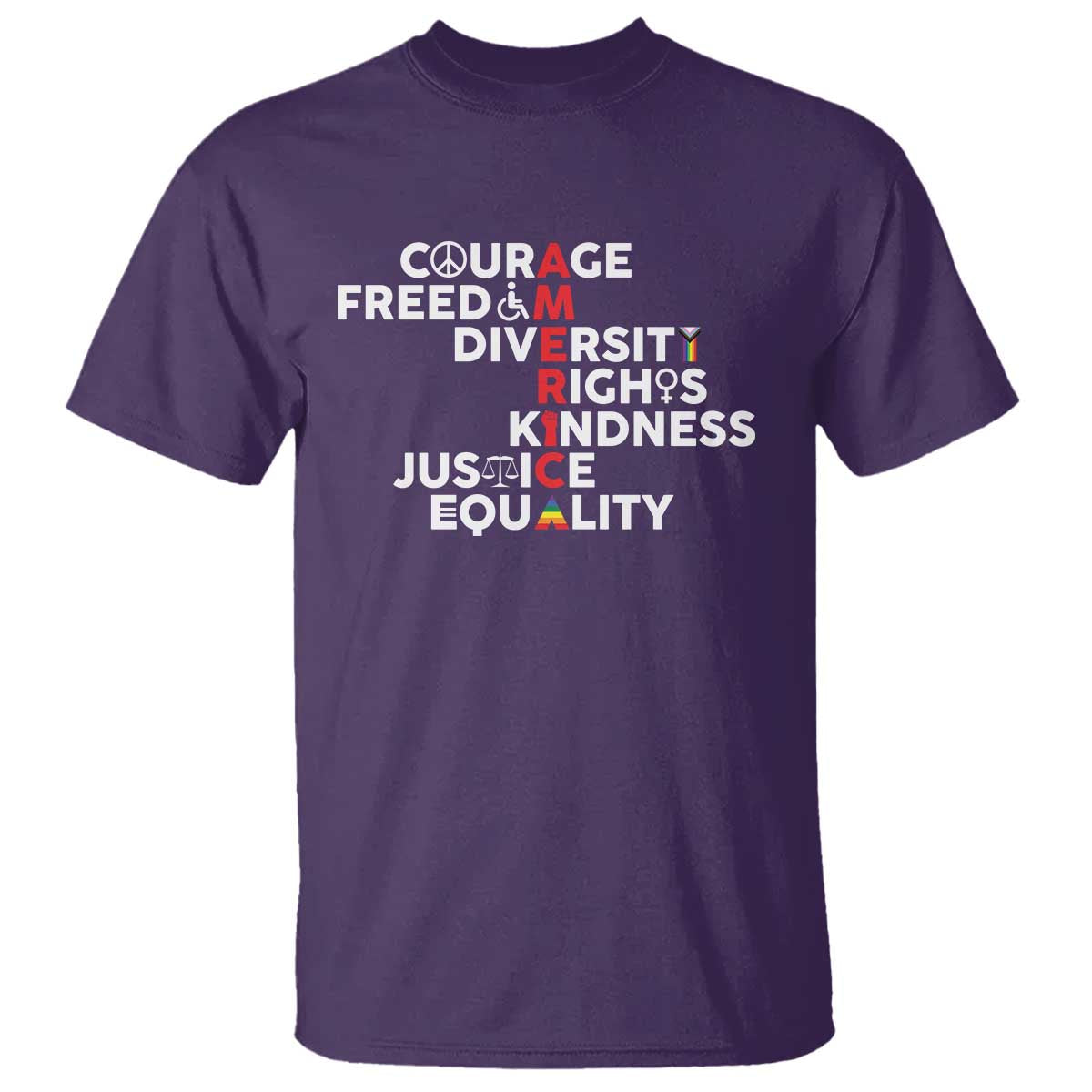 America Courage Freedom Diversity Rights Friendship Justice T Shirt