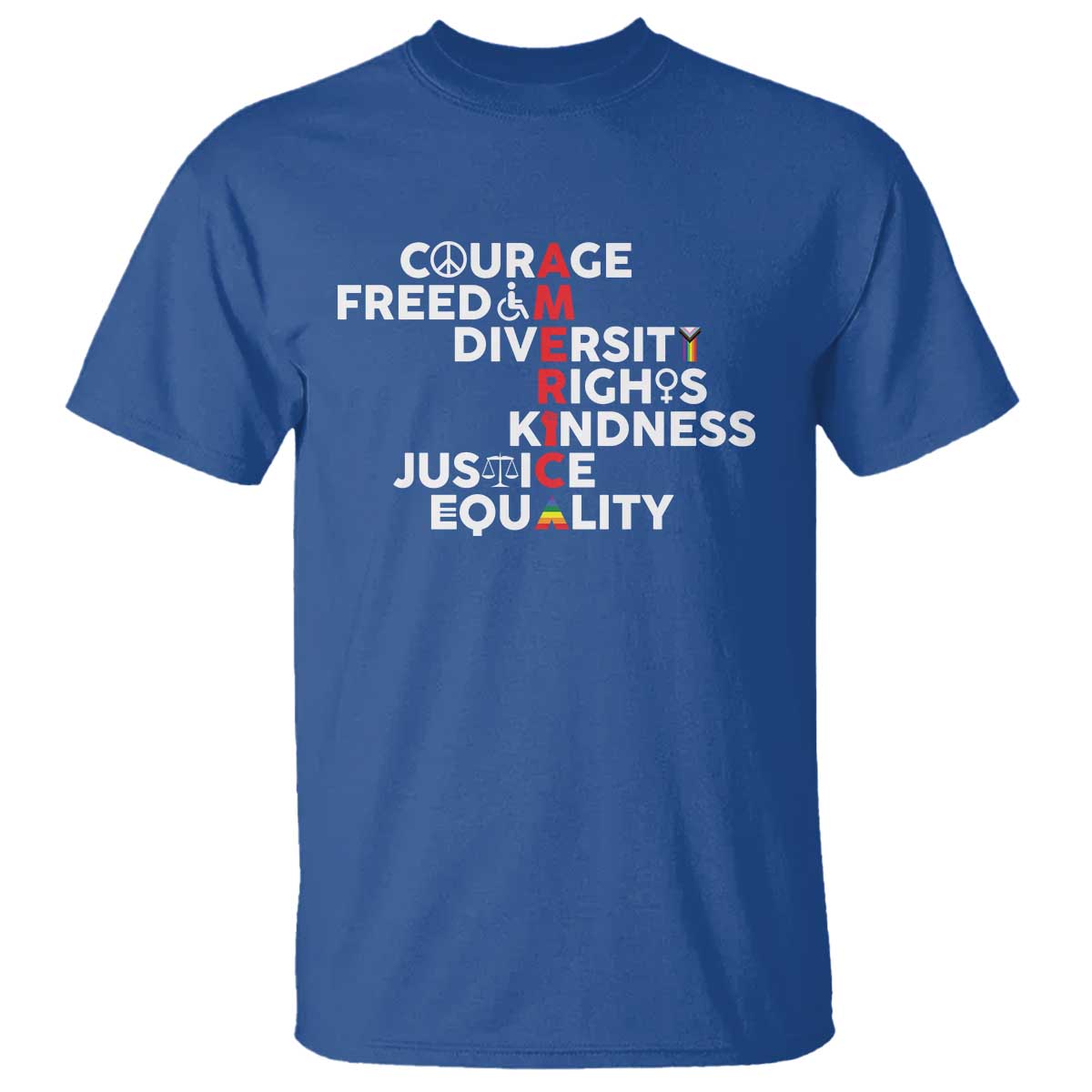America Courage Freedom Diversity Rights Friendship Justice T Shirt