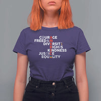 America Courage Freedom Diversity Rights Friendship Justice T Shirt For Women
