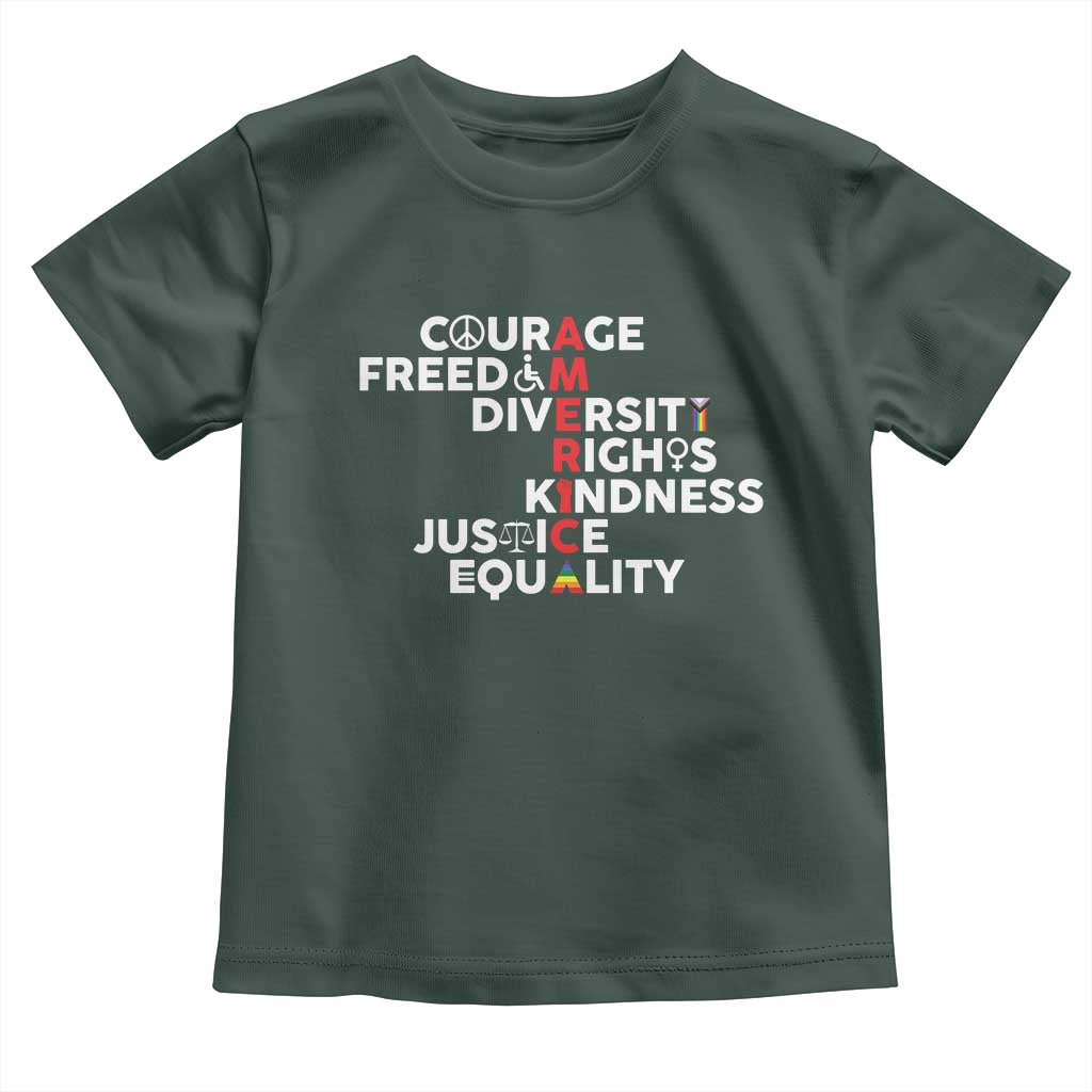 America Courage Freedom Diversity Rights Friendship Justice Toddler T Shirt