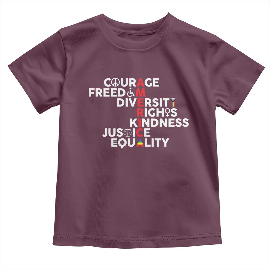America Courage Freedom Diversity Rights Friendship Justice Toddler T Shirt