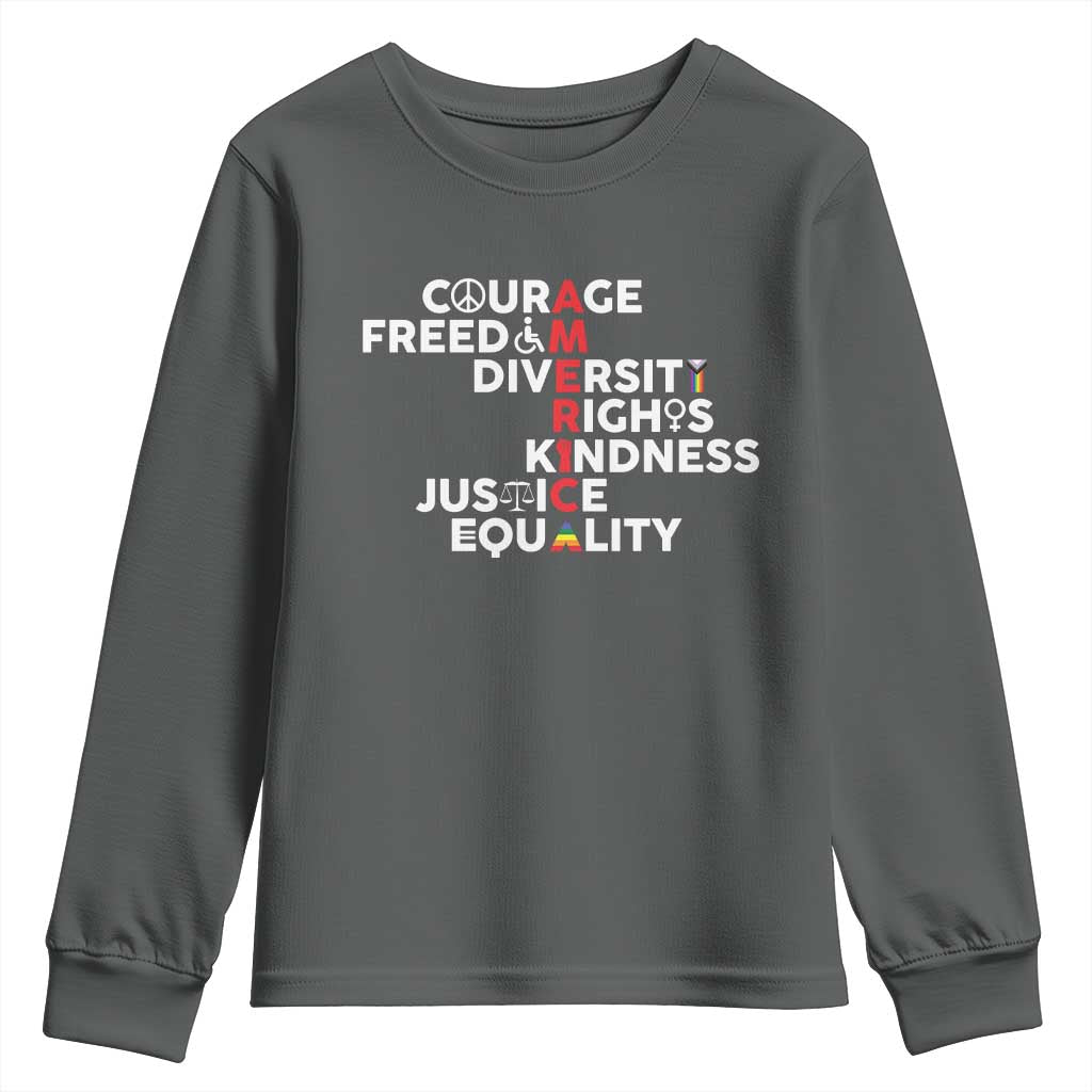 America Courage Freedom Diversity Rights Friendship Justice Youth Sweatshirt