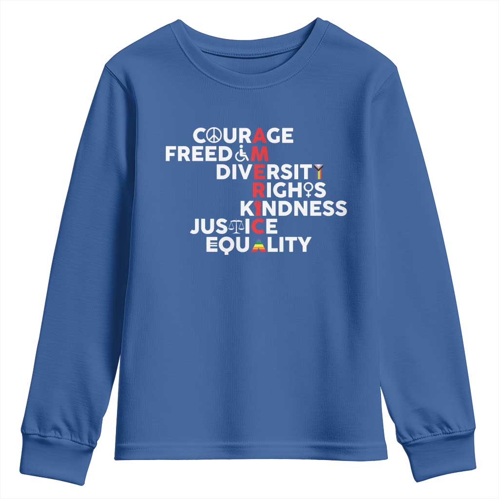 America Courage Freedom Diversity Rights Friendship Justice Youth Sweatshirt