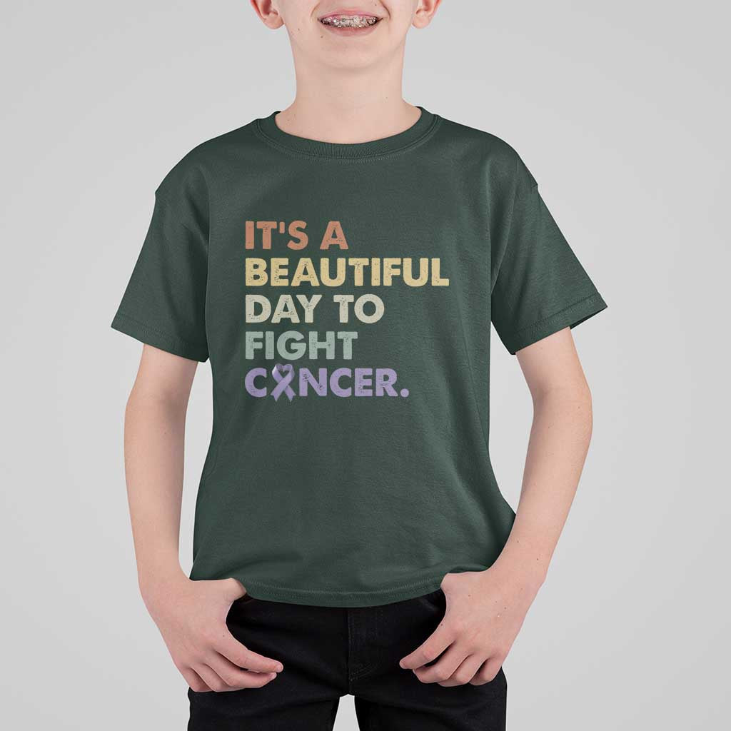 All Cancer Awareness T Shirt For Kid It's A Beautiful Day To Fight Cancer Lavender Ribbon