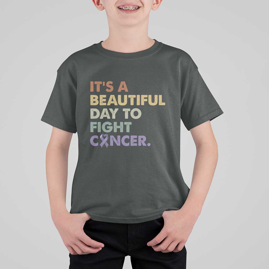 All Cancer Awareness T Shirt For Kid It's A Beautiful Day To Fight Cancer Lavender Ribbon