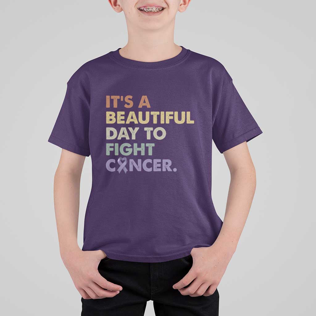 All Cancer Awareness T Shirt For Kid It's A Beautiful Day To Fight Cancer Lavender Ribbon