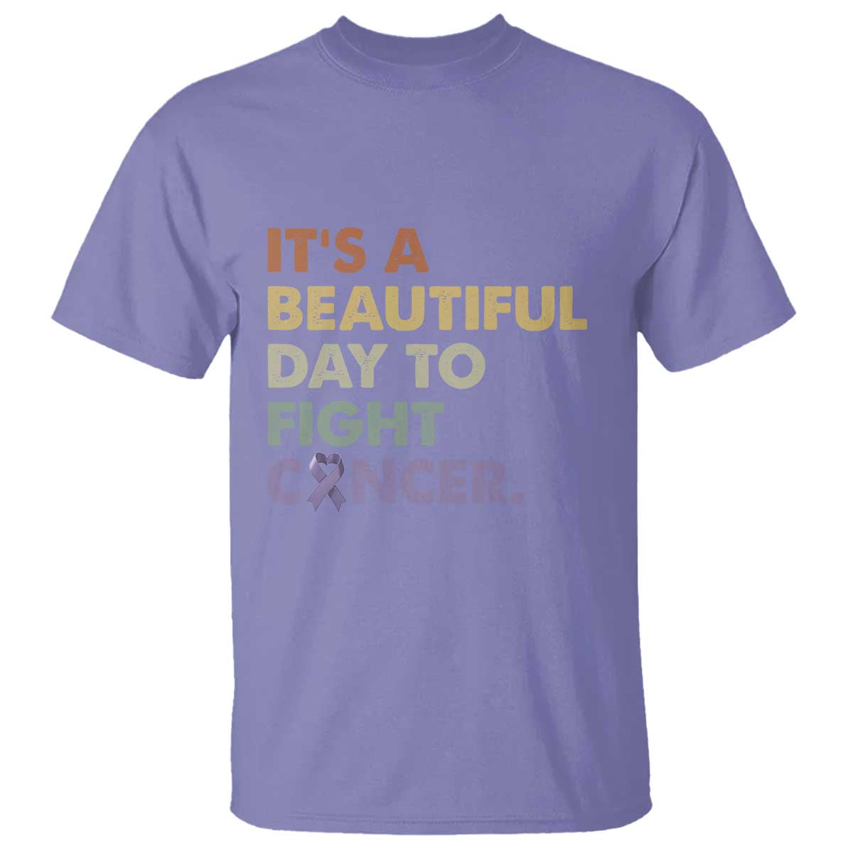 All Cancer Awareness T Shirt It's A Beautiful Day To Fight Cancer Lavender Ribbon