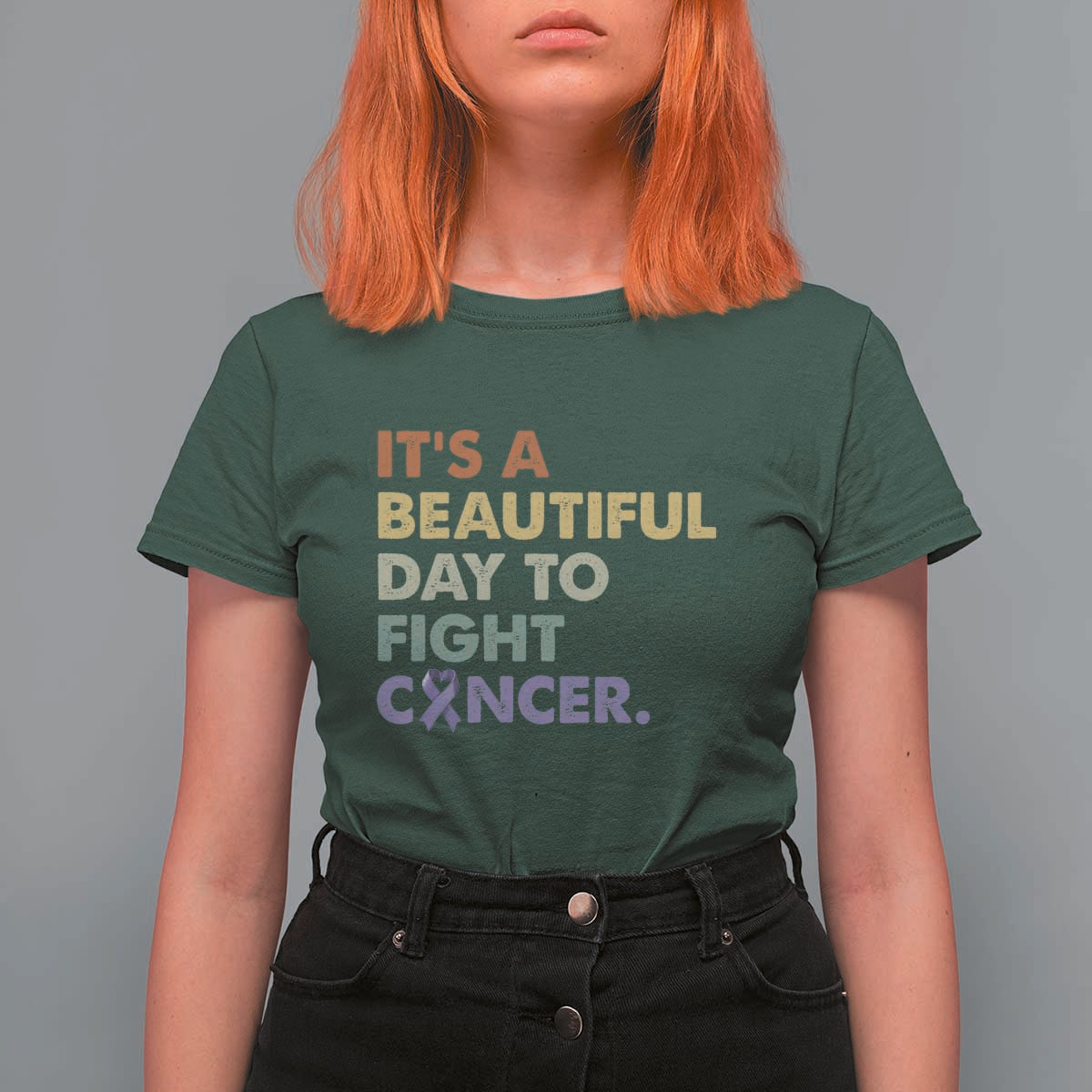 All Cancer Awareness T Shirt For Women It's A Beautiful Day To Fight Cancer Lavender Ribbon