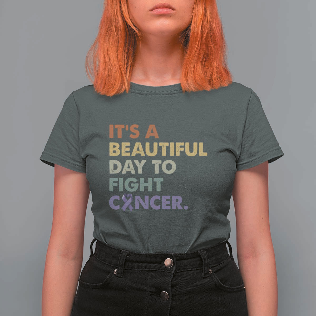 All Cancer Awareness T Shirt For Women It's A Beautiful Day To Fight Cancer Lavender Ribbon