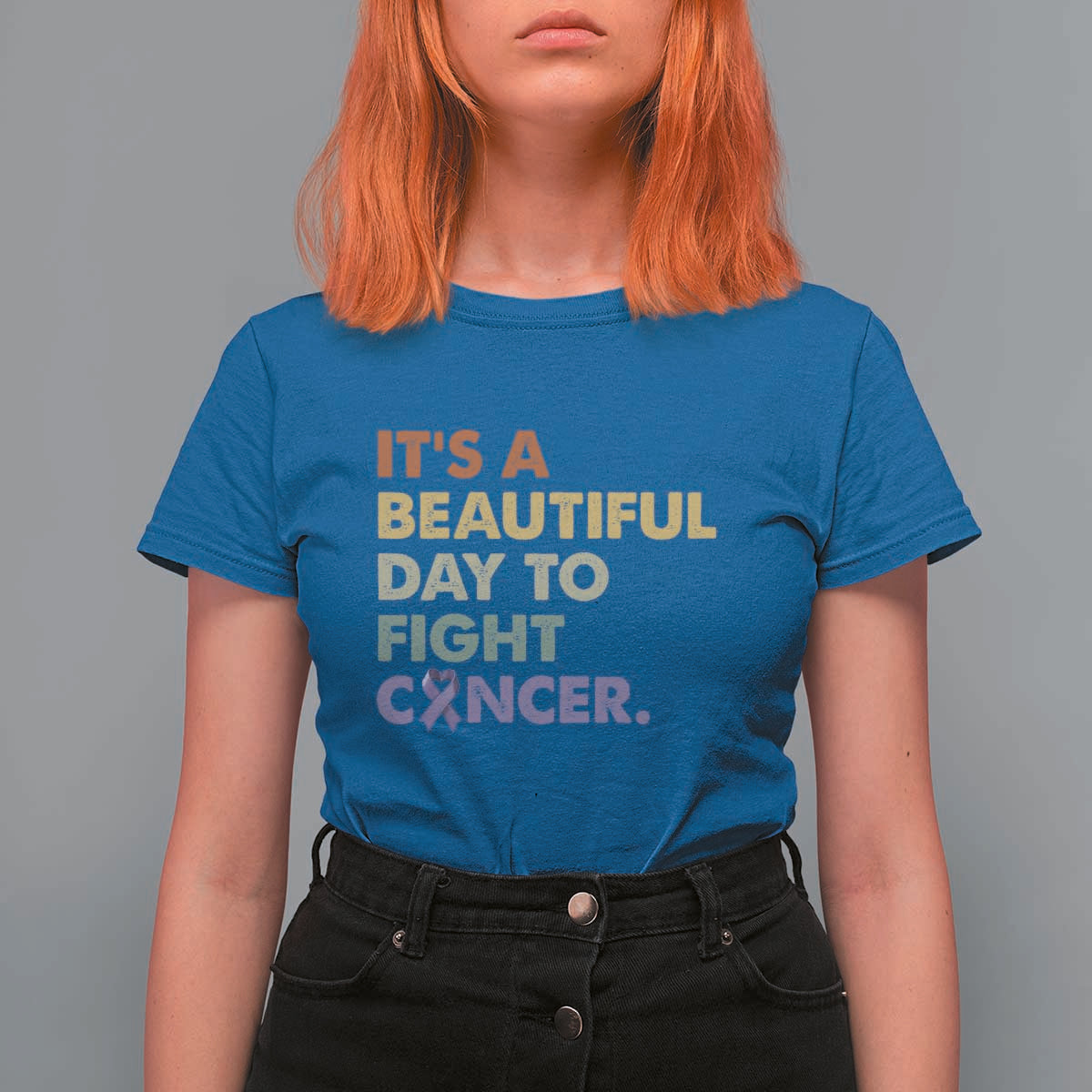 All Cancer Awareness T Shirt For Women It's A Beautiful Day To Fight Cancer Lavender Ribbon