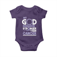 All Cancer Awareness Baby Onesie My God Is Stronger Than Cancer Lavender Ribbon